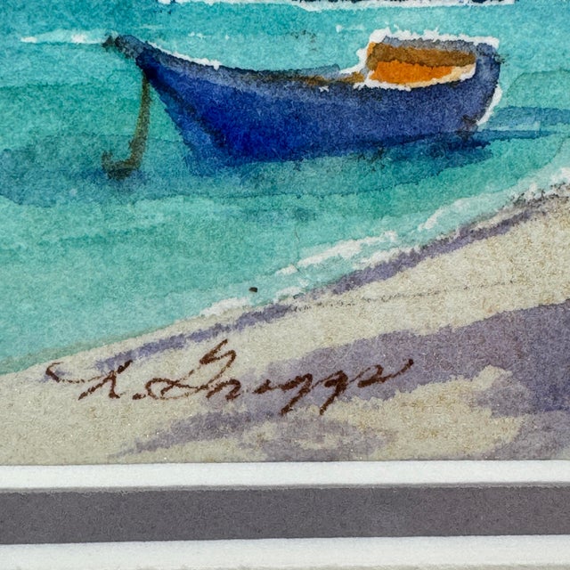 An original signed watercolor by Cayman Islands artist Lorna Griggs, beautifully matted and framed in an elegant gilt...