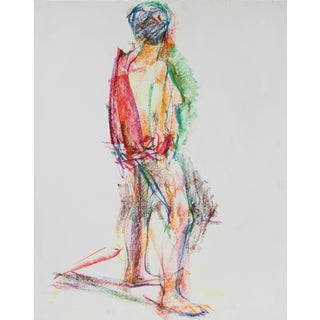 Jack Freeman Colorful Expressionist Abstracted Figure in Wax Crayon, 1980 1980 For Sale