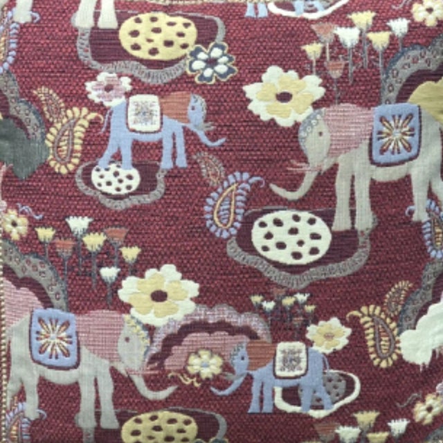 Traditional Maharaja Elephant Square Decorative Pillow With Down Feather Insert For Sale - Image 3 of 6