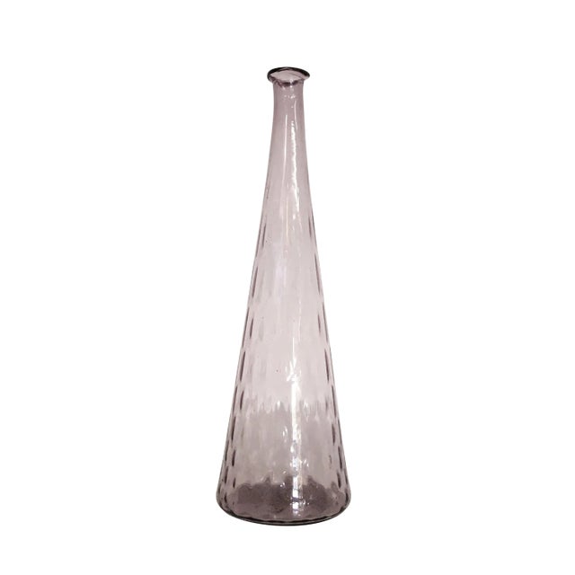 Mid Century Smoked Purple Hand Blown Glass Vase For Sale
