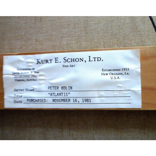 1980s Peter Kolin, Atlantis, Large Surrealist Oil Painting. Viennese Fantastic Realism, 1980 For Sale - Image 5 of 10