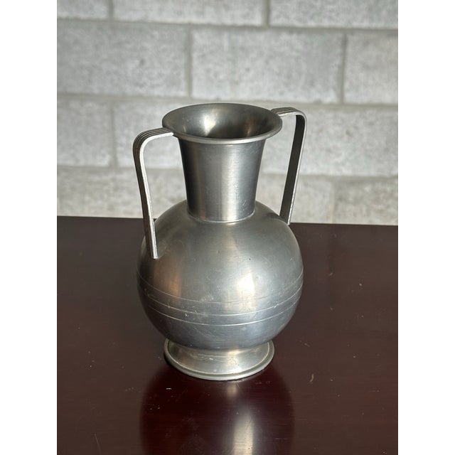 Svenskt Tenn 1930s Swedish Pewter Handled Vase by Svenskt Tenn Handarbete For Sale - Image 4 of 7