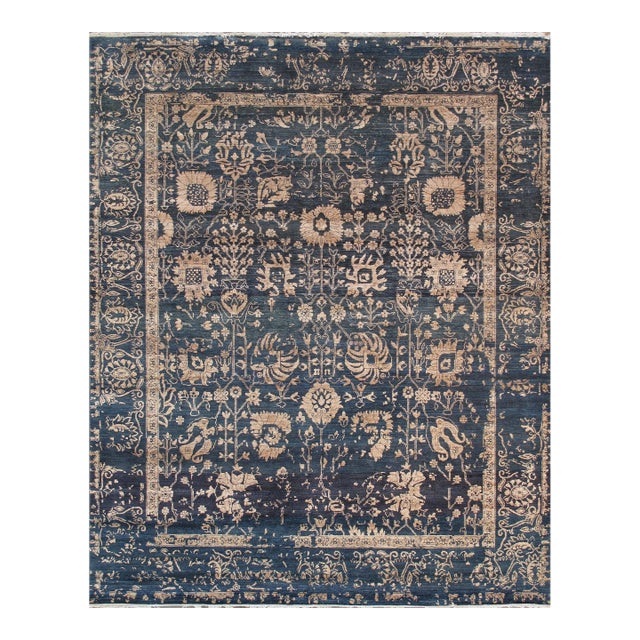 Pasargad Home Transitional Blue Area Rug, 8' 0'' X 9'10'' For Sale