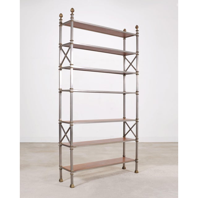 Maison Jansen Maison Jansen Style Steel Bronze Neoclassical Bookcase Étagère For Sale - Image 4 of 18