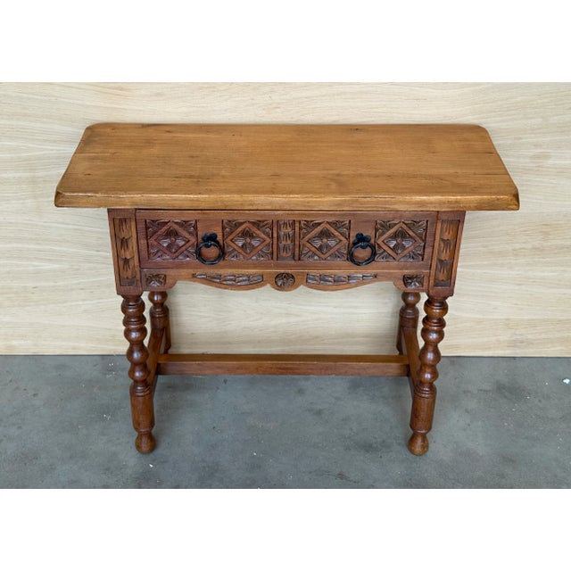 Wood Large Spanish Nightstand with Drawer, 1920 For Sale - Image 7 of 15