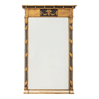 Neoclassical Style Ebonized and Giltwood Mirror For Sale