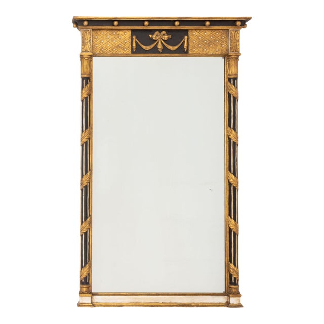 Neoclassical Style Ebonized and Giltwood Mirror For Sale