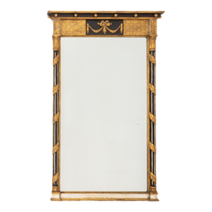 Neoclassical Style Ebonized and Giltwood Mirror