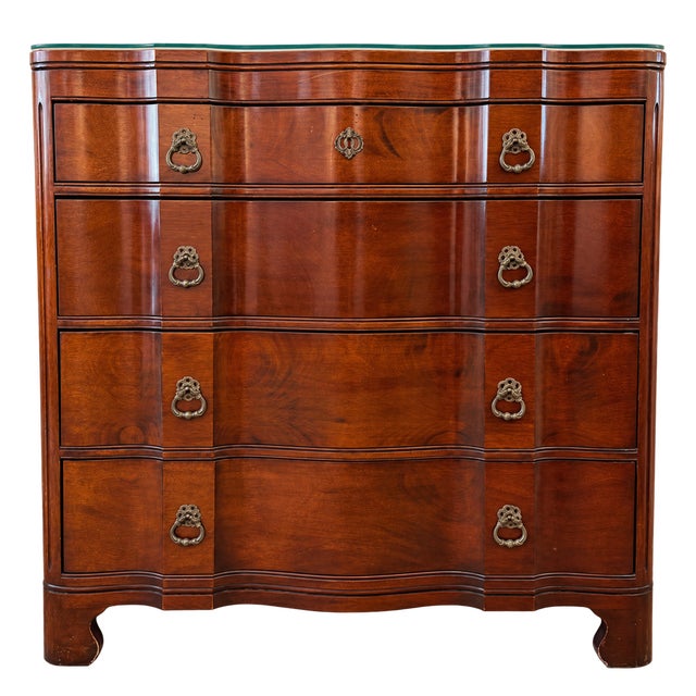1950s Pair of Vintage John Stuart Serpentine Mahogany Chests For Sale - Image 5 of 5