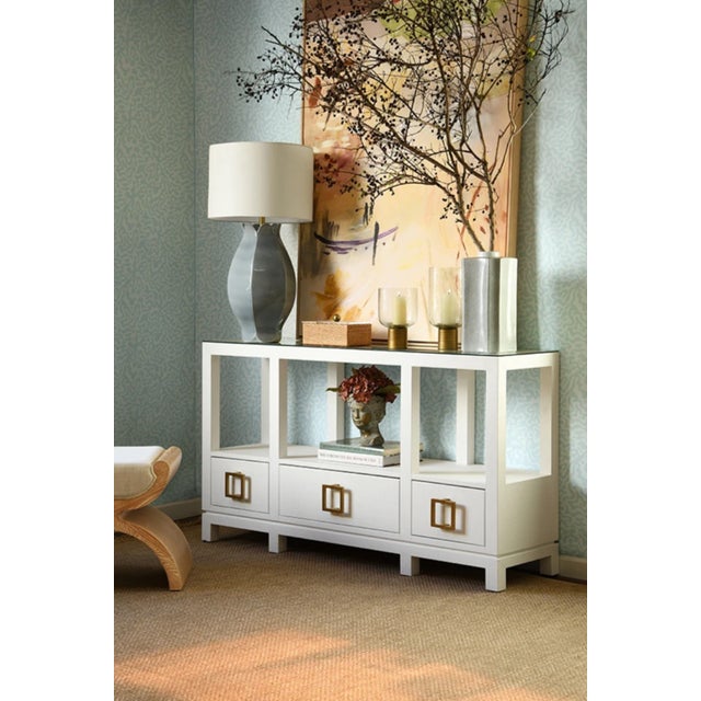 Ceramic Matthew Izzo Home Mae Gray/Blue Glazed Ceramic Table Lamp With Shade and Ceramic Finial For Sale - Image 7 of 7