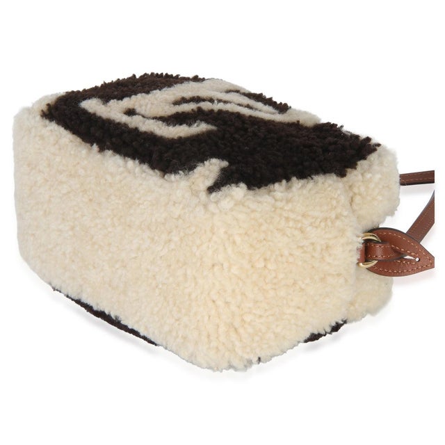 Textile Brown Beige Monogram Teddy Fleece Beach Pouch For Sale - Image 7 of 9