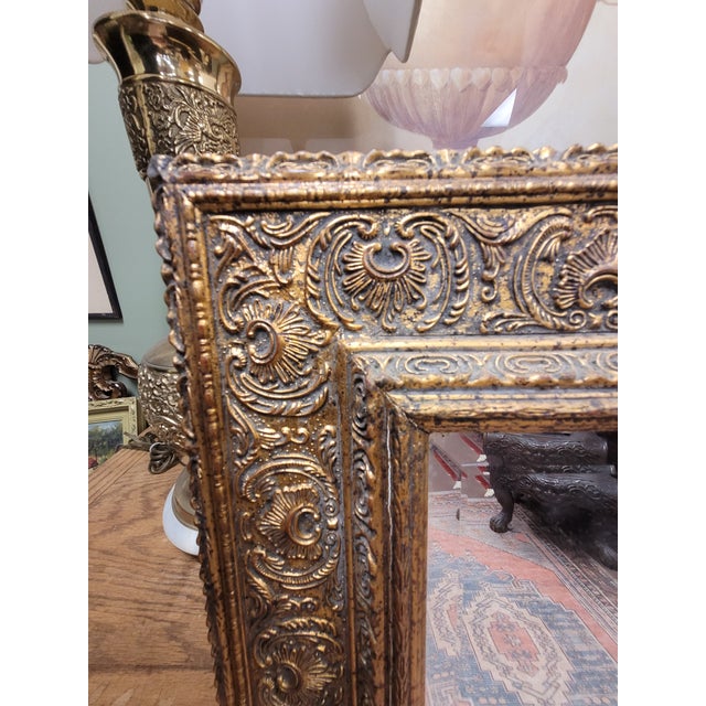 Bronze 1970s Candle Lit Gilt & Beveled Glass Mirror For Sale - Image 8 of 11