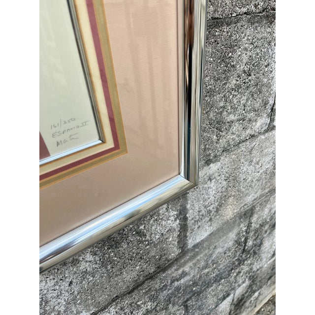 Mid-Century Modern Abstract Artwork "Espacio 2" Framed and Igned by the Artitst. Circa 1970s For Sale - Image 9 of 17