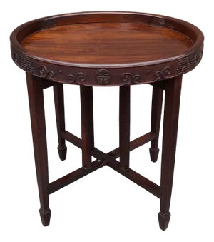 19th Century Chinese Carved Hongmu Hardwood Tray on Stand