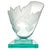 Aqua Circa 1990 Robert Guenther Signed Aqua Etched and Frosted Art Glass Leaf Vase For Sale - Image 8 of 12