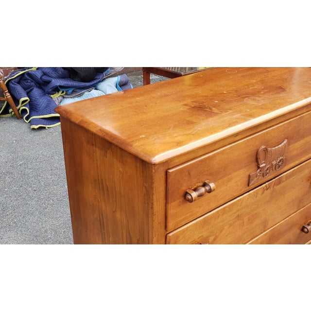 Vintage 1950s Maple Bedroom 3 Drawer Dresser W/ Carved Wagon Chairish