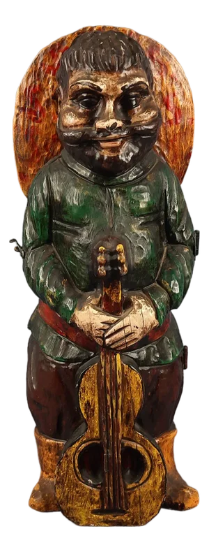 Mexican Guitarist Male Bottle Holder in Wood, 1970s