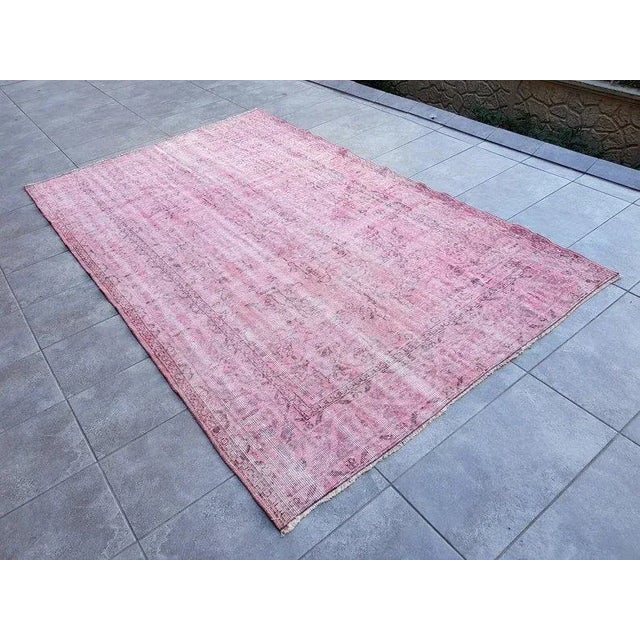 1960s 5x8 Light Pink Wool Area Carpet For Sale - Image 4 of 11