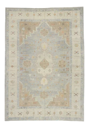 Neutral Turkish Oushak Rug, 09'01 X 12'10