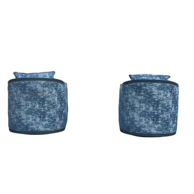 Hooker Furniture Pair Sam Moore Hooker Furniture Swivel Chairs & Ottomans For Sale - Image 4 of 18