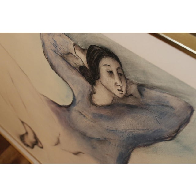 1980s R. C. Gorman Framed "Jeanette" Vintage Print Depicting a Navajo Woman in Blue For Sale - Image 4 of 12