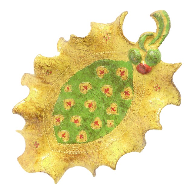 Italian Florentine Sculptural Gilt Wood Leaf Form Tray For Sale