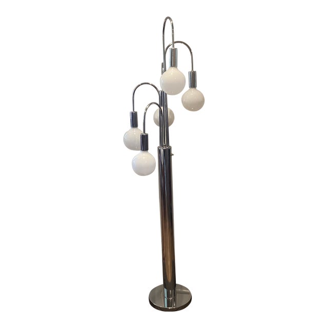 1970s Sonneman Style Midcentury Chrome Waterfall Style Floor Lamp For Sale