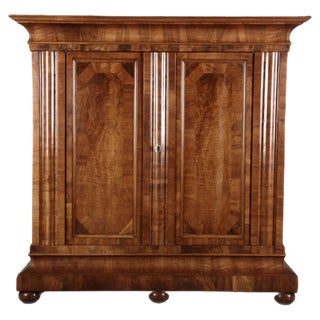18th Century Baroque Walnut Half Waves Cabinet, 1750s For Sale