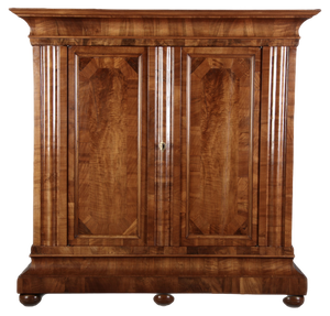 18th Century Baroque Walnut Half Waves Cabinet, 1750s