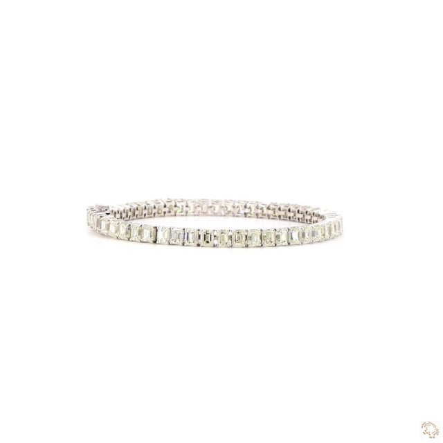 Silver 16.12 Carat Emerald Cut Diamond Bracelet For Sale - Image 8 of 9