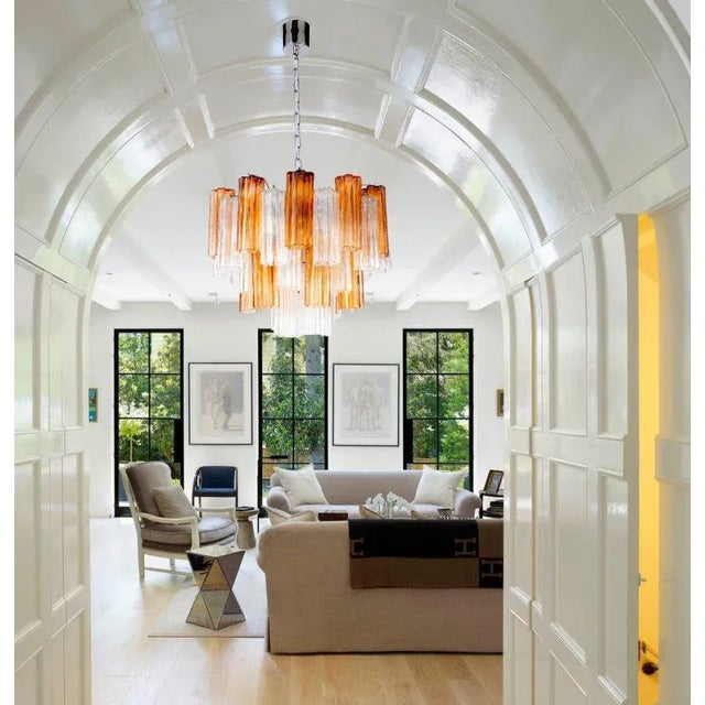 Gold and Clear Murano Glass Tronchi Chandelier, 1970s For Sale - Image 3 of 18