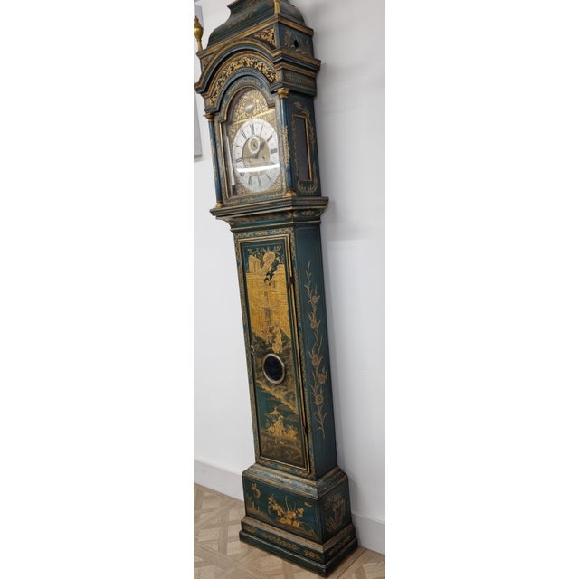 Gilt-Lacquer Longcase Clock by William Kipling, London, 1720 For Sale - Image 11 of 18