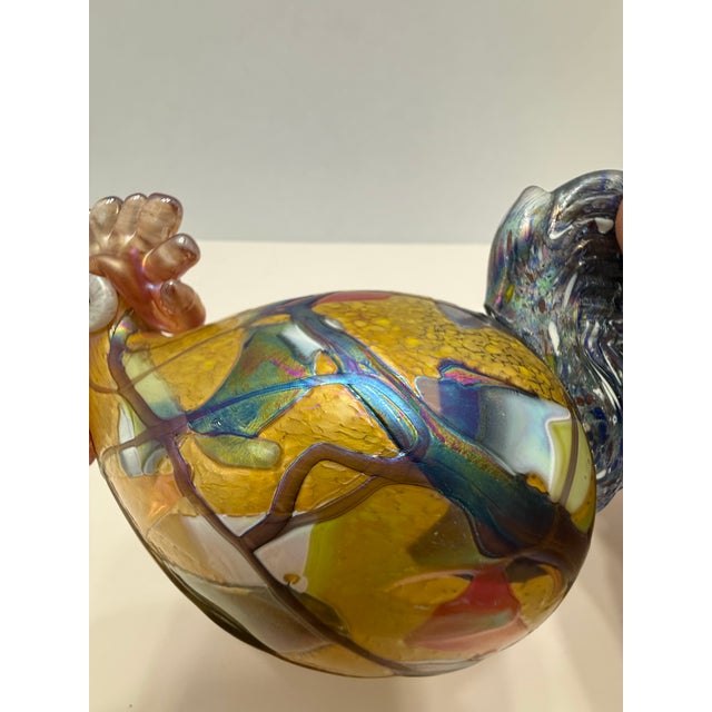Glass Signed Kasimir Limited Edition Art Glass Rooster 7/36 Iridescent Studio Sculpture For Sale - Image 7 of 12