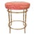 Mid-20th Century Italian Style Round Stool With Rose Damask Seat & Gilt Metal Faux Bamboo Legs For Sale