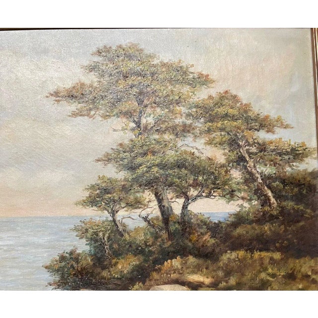 Antique California School Coast of Monterey Signed Illegible Oil Painting -wood? For Sale - Image 10 of 12