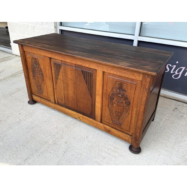 Antique Belgian Oak Blanket Chest For Sale - Image 4 of 12