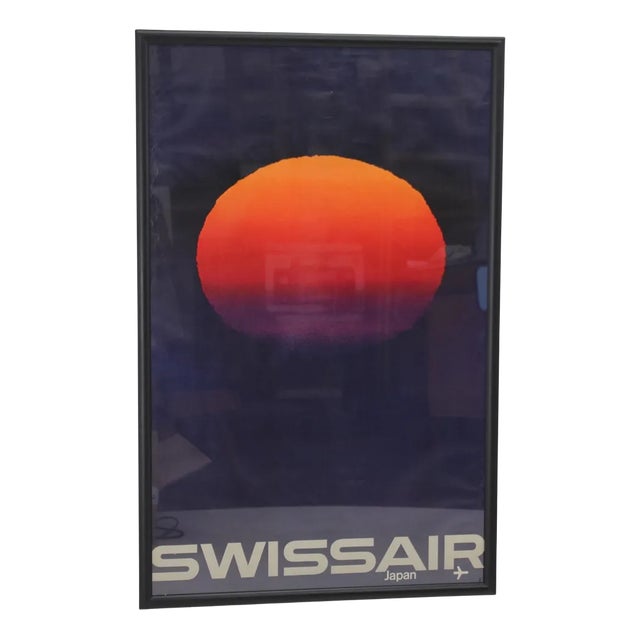 Big Mid-Century Swissair Japan Travel Poster by Manfred Bingler, 1964 For Sale