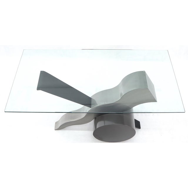 Metal Forged Steel Base Glass Top Console Sofa Table For Sale - Image 7 of 12