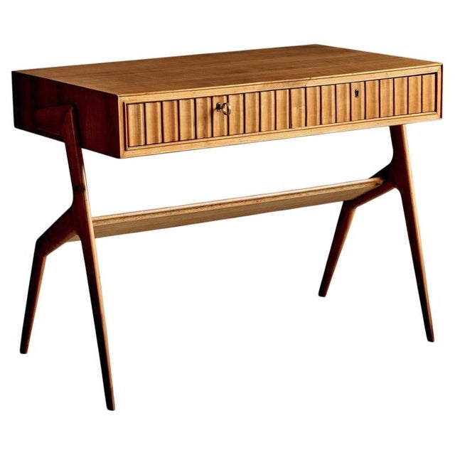 Italian Cherry Wood Lady Writing Desk with Floating Top, 1940s For Sale - Image 12 of 12