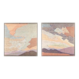 1980s Barbara Grenell Diptych Weaving of Mountains - Set of 2 For Sale