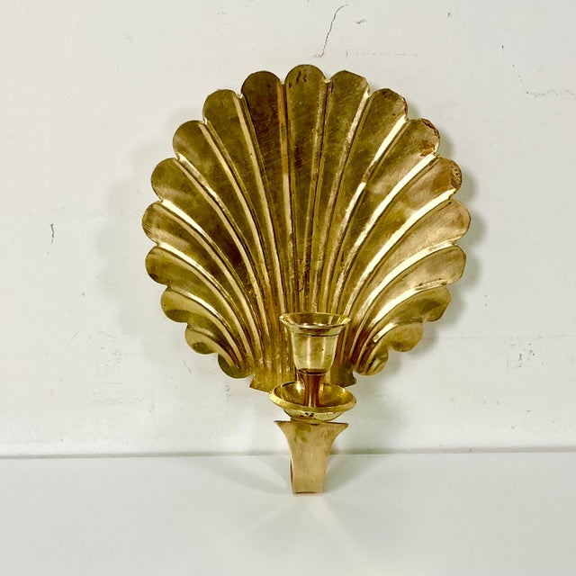 A classic seashell design Brass Wall Candleholder Sconce is always a great decor choice. This one is from the 1960s and...