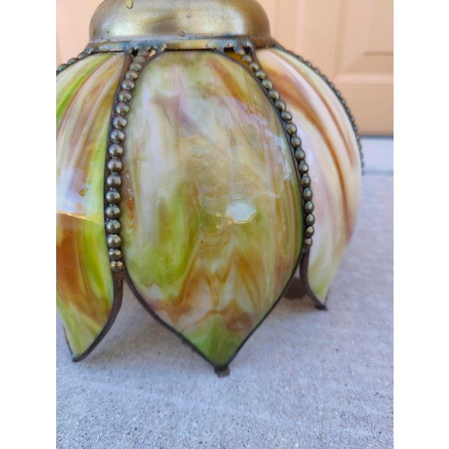 Mid Century Tulip Slag Glass Swag Lamp For Sale - Image 10 of 12