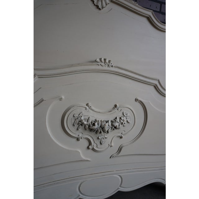 Shabby Chic Antique French Rococo Painted Full/Queen Bed For Sale - Image 3 of 7