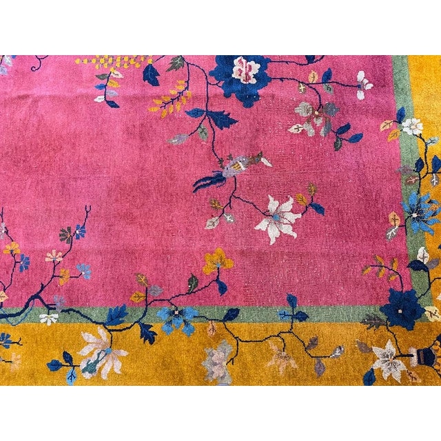 A Sensational Antique 7' X 10' Purple/Rose/Gold Art Deco Chinese Rug Ca 1920 For Sale In Los Angeles - Image 6 of 10