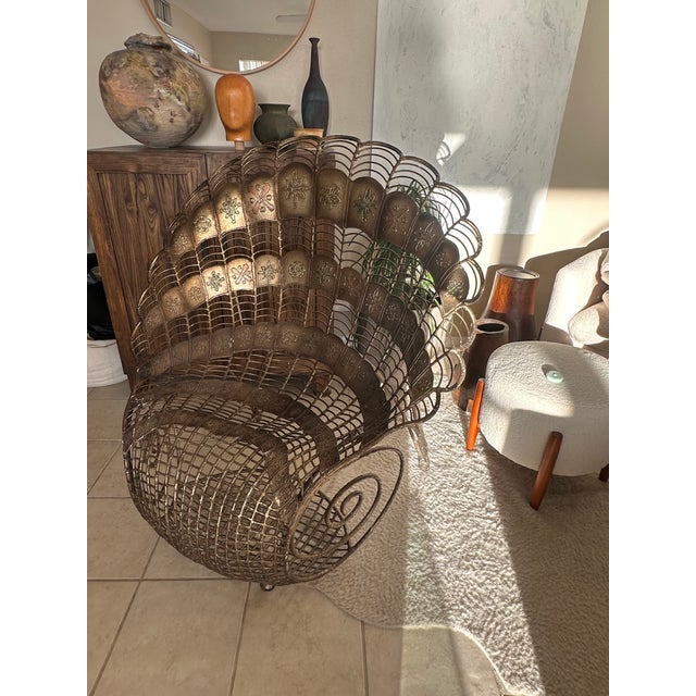 Mid-Century Modern Mid 20th Century Wrought Iron Peacock Chair For Sale - Image 3 of 13