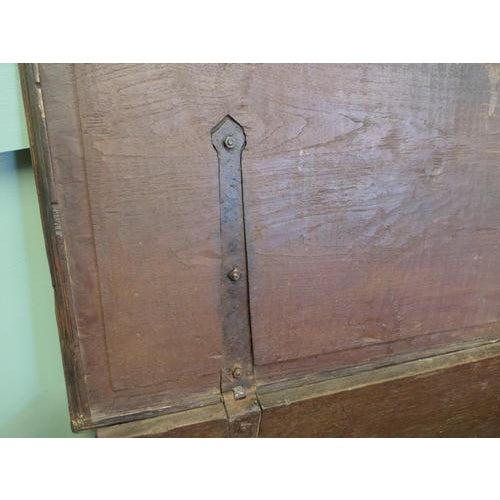 Carved Elm Coffer with Pierced Brass Decoration For Sale - Image 3 of 7