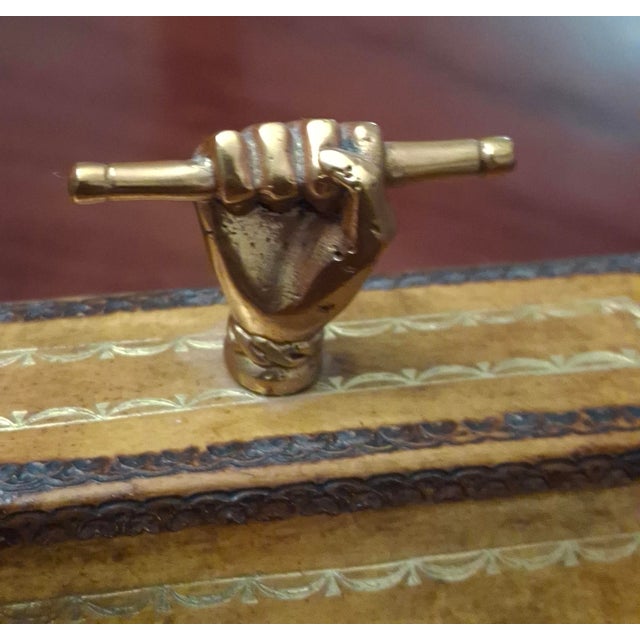 Metal 1980s Maitland Smith Tooled Leather and Brass Mounts Decorative Box For Sale - Image 7 of 10