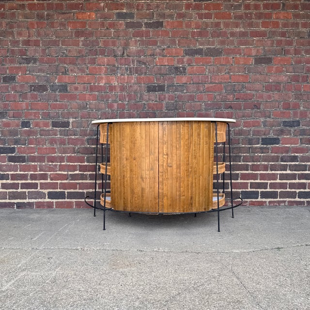 Mid-Century Modern Arthur Umanoff Style Mid-Century Modern Curved Bamboo Tiki Bar For Sale - Image 3 of 12