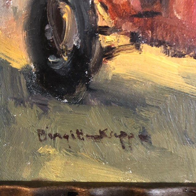 Original 8 x 10 painting on Masonite Signed bottom left overall size with frame is 11.5 x 13.5