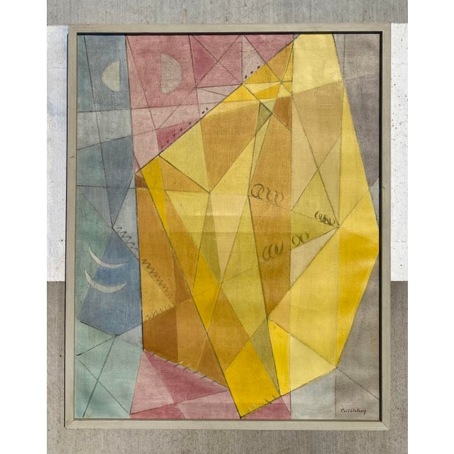 Mid 20th Century Swedish Cubist Oil Painting For Sale - Image 10 of 10